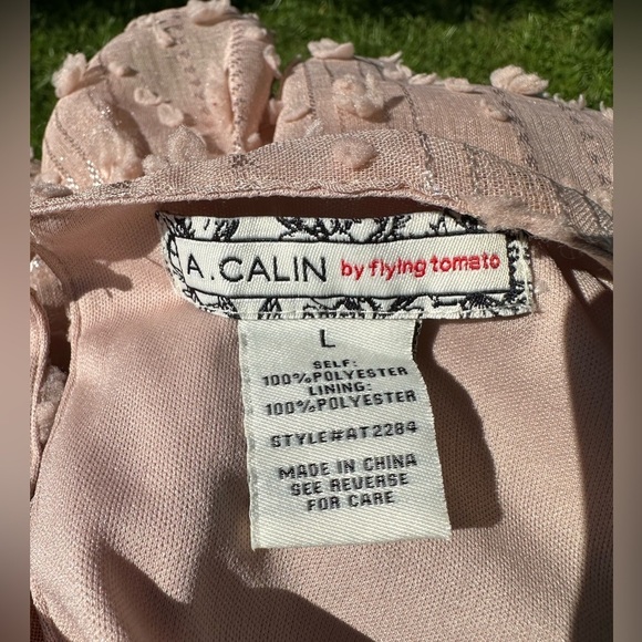 A. Calin by Flying Tomato Long Sleeve‎ Textured Peplum Blouse Size Large - Picture 6 of 6